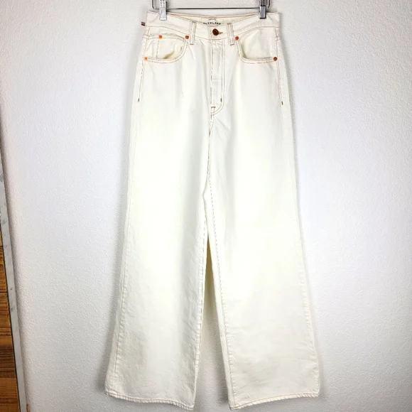 NWT SLVRLAKE Eva Jeans Super Wide Leg High Waisted White 27 - Picture 4 of 11